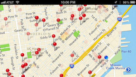 A screenshot of a realtime bus route app